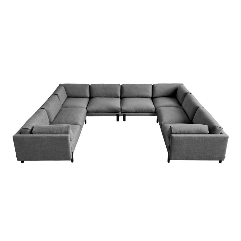 Silverlake U Shaped Sectional, Andorra Pewter Performance Basketweave