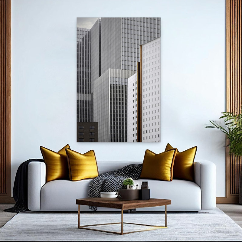 Art mural contemporain de la ville, architecture abstraite, tour, H 60 po x l 40 po