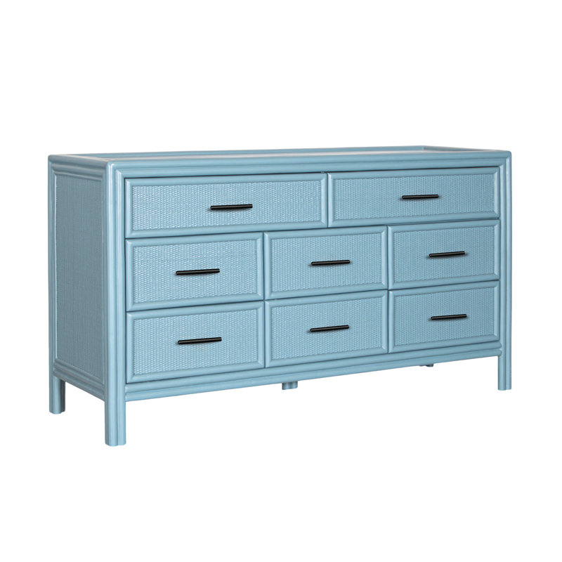 Commode double 8 tiroirs Aruba, Bleu piscine