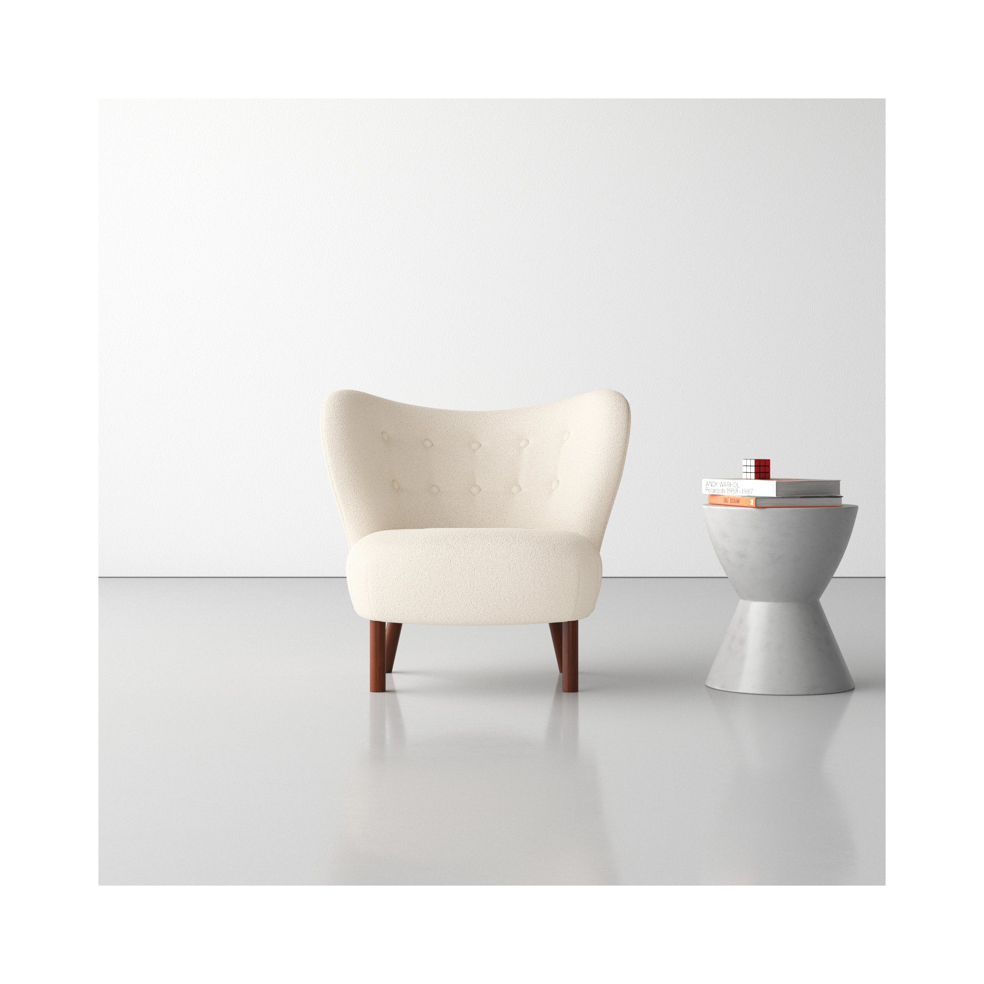 Cadwell Upholstered Wingback Chair, Ivory