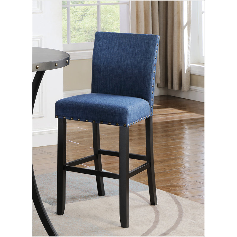 Fabric Bar Stools With Nailhead Trim