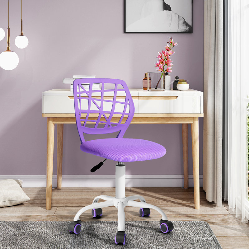 Sisk Armless Office Chair Adjustable Swivel Task Chair, Purple