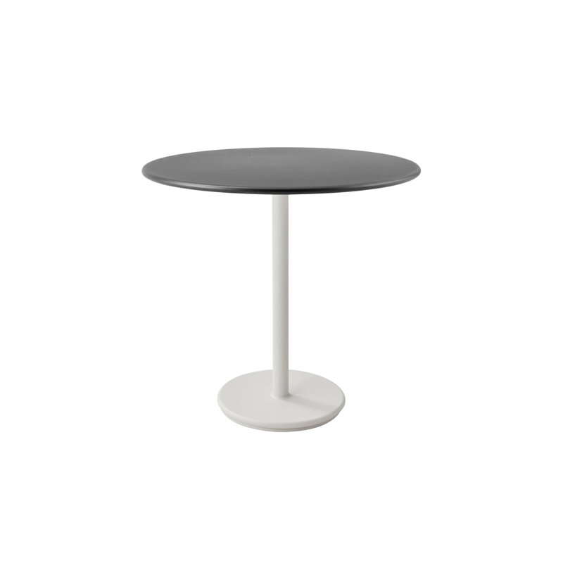 Go Outdoor Round Table, White/Ceramic Light Gray, 23.7" H x 23.7" W x 23.7" D, Gray