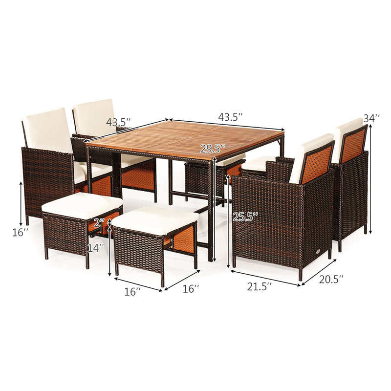 Ensemble de salle à manger long pour 8 personnes 43,5 po Negril, Beige