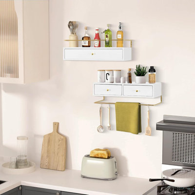 Ensemble de 2 tablettes de rangement flottantes en bois rustique pour la salle de bain, la cuisine et le salon