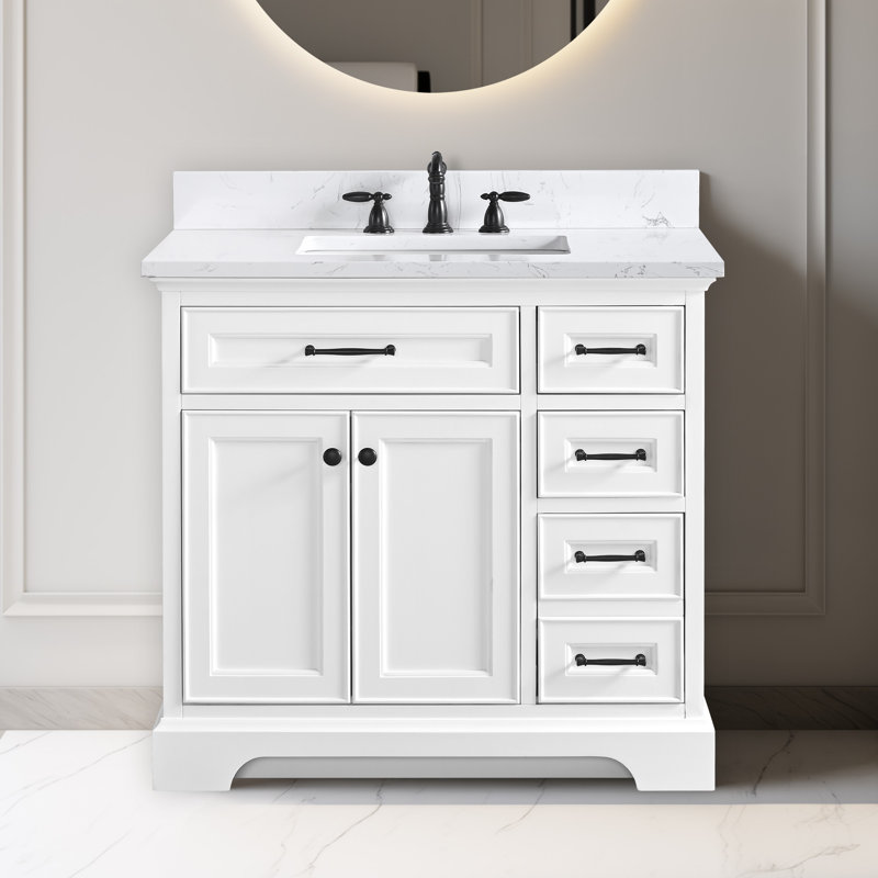 Ensemble de meuble-lavabo simple 36 po Aanayah, Blanc