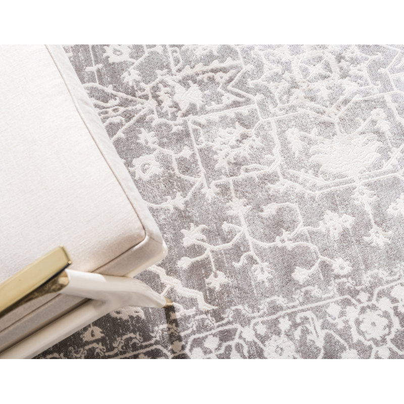 Folkeste Oriental Area Rug, Round 4'1", Gray
