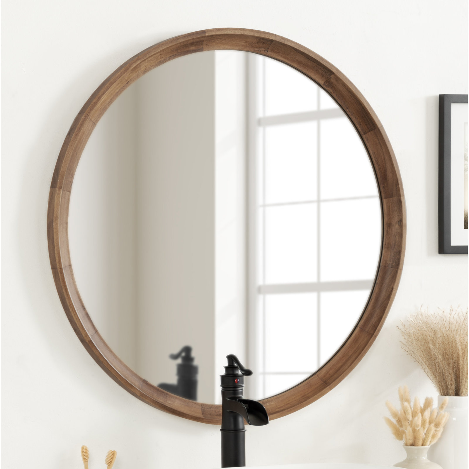 Zoie Accent Mirror, 30" x 30", Rustic Brown