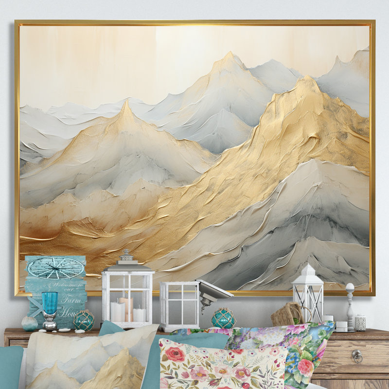 Alpine Mountain Harmony sur impression sur toile, H 34 po x l 44 po x P 1,5 po, Cadre flottant doré