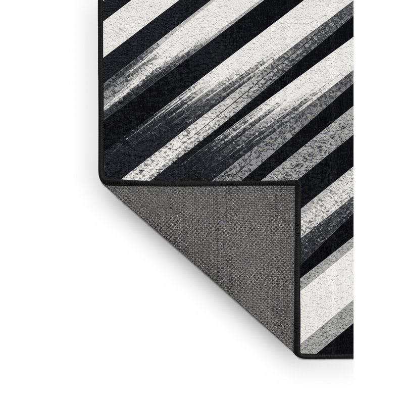 Tapis moelleux à rayures douces et douillettes classiques gris Cozine, 3x5