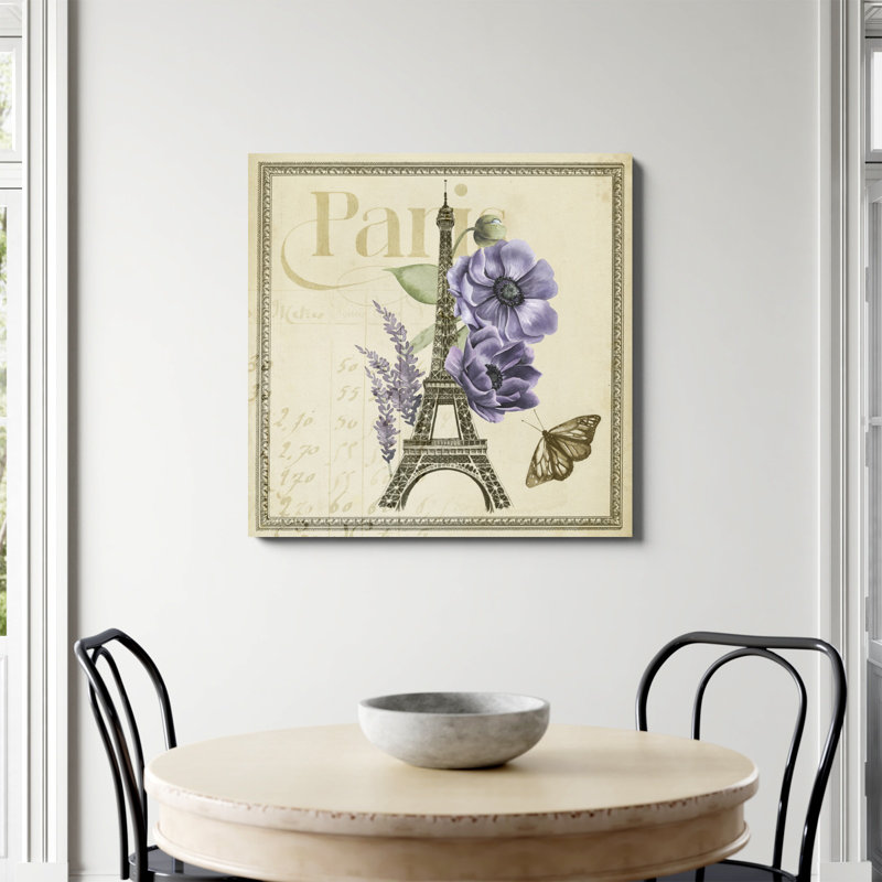 «Paris Ephemera VI», peinture sur toile, H 37,625 po x l 25,625 po, Cadre blanc