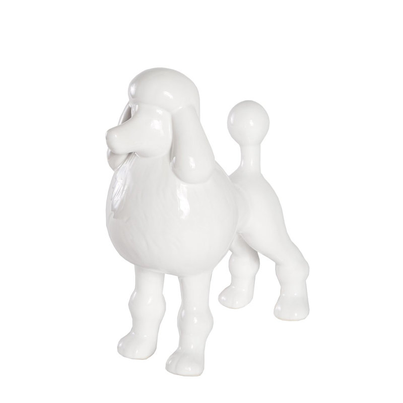 Rideau Animals Figurines & Sculptures, Glossy White, 10" H x 8.74" W x 4.13" D, Poodle