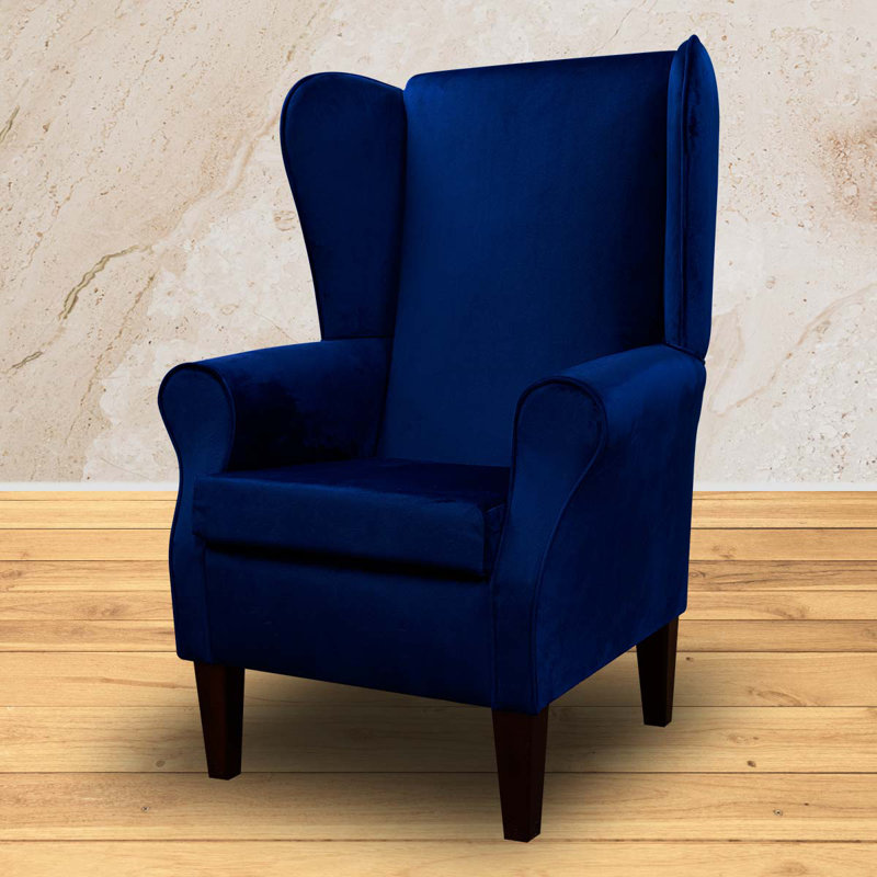 Navy Velvet High Back Armchair