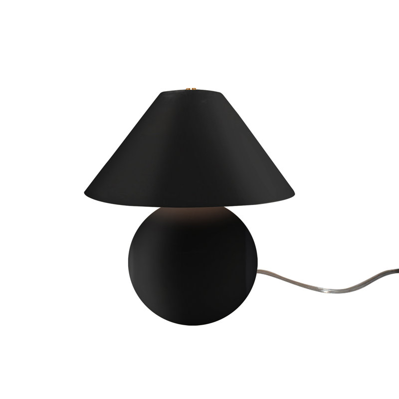 Lampe de table en céramique Caroldine, Noir brillant / blanc mat, H 12 po x l 11 po x P 11 po
