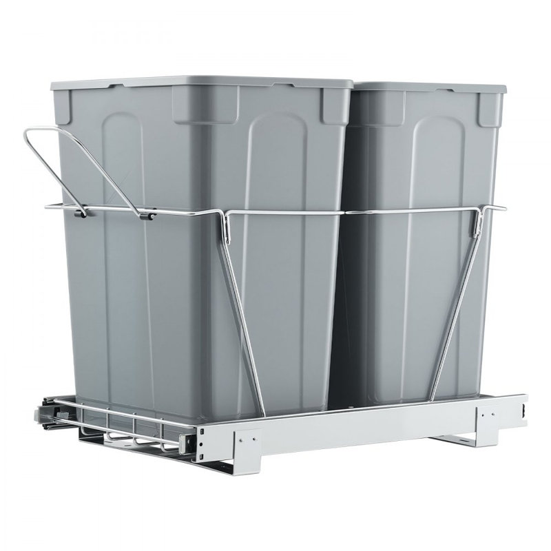 Double poubelle rétractable sous l'armoire 35QTx2, 17,5 gallons