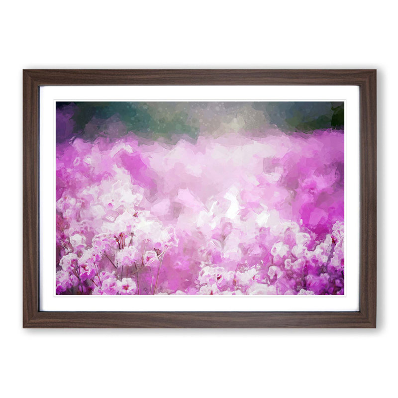 Wild Lilac Flowers in Abstract - Picture Frame Graphic Art Print, 50cm H x 76cm W x 2cm D, Walnut