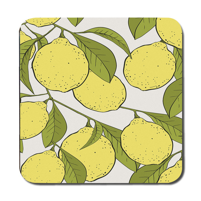 Designer Lemons Placemat And Coaster Set Wood Back High End Print Artwork Limited Edition