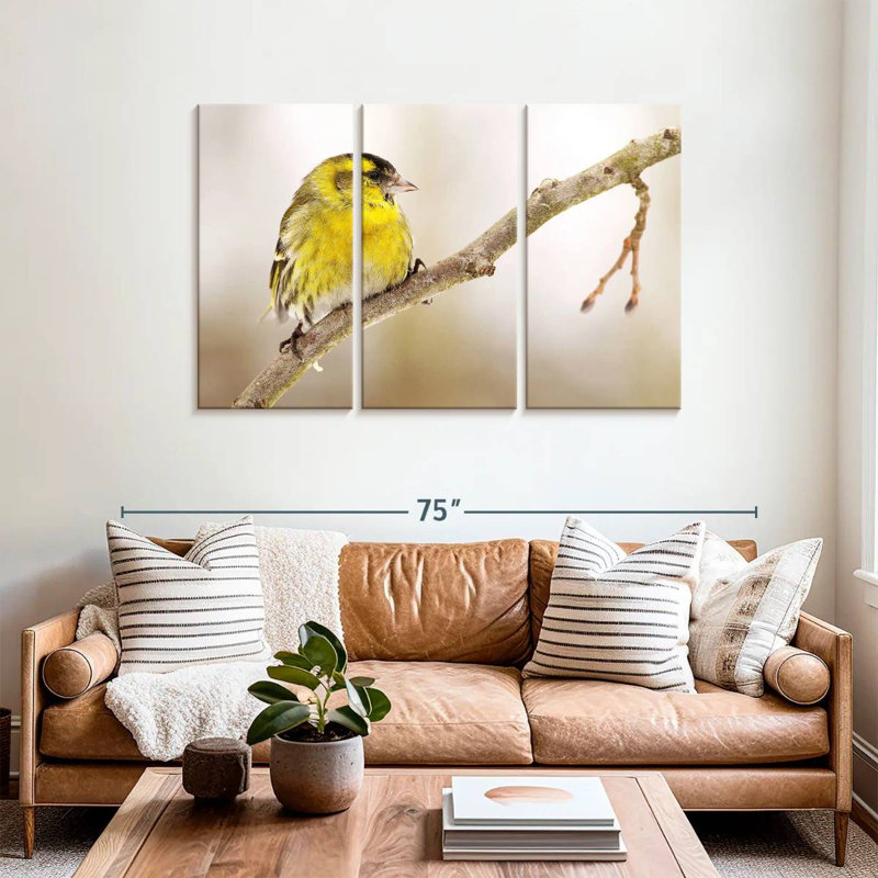 Brampt Perched Yellow Bird, 36" H x 57" W