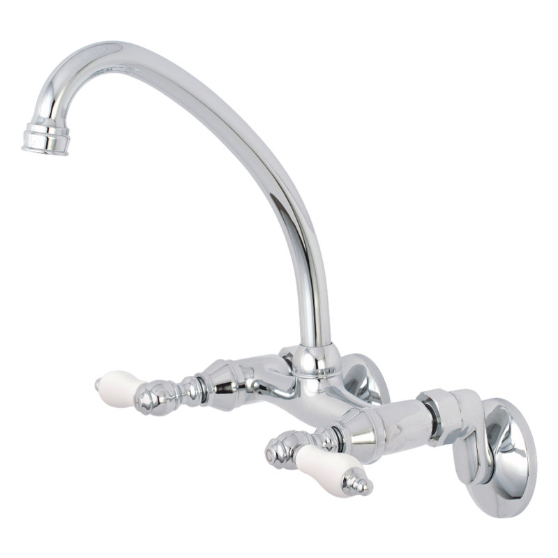 Kingston Brass Kingston Double-Handle 2-Hole Wall-Mount Bridge Kitchen Faucet