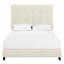 Lit tapissier beige avec 3 lattes de soutien et cadre emboîtable moderne en mousse