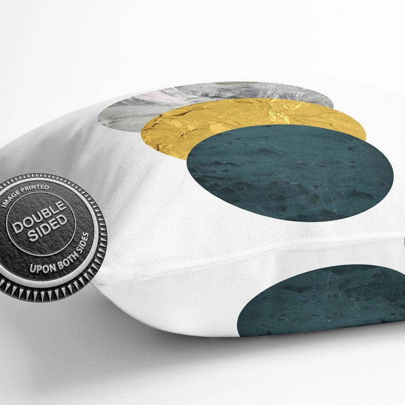 Textured Shapes No.1 Square Throw Cushion, 55cm H x 55cm W x 20cm D, White/Teal/Gold