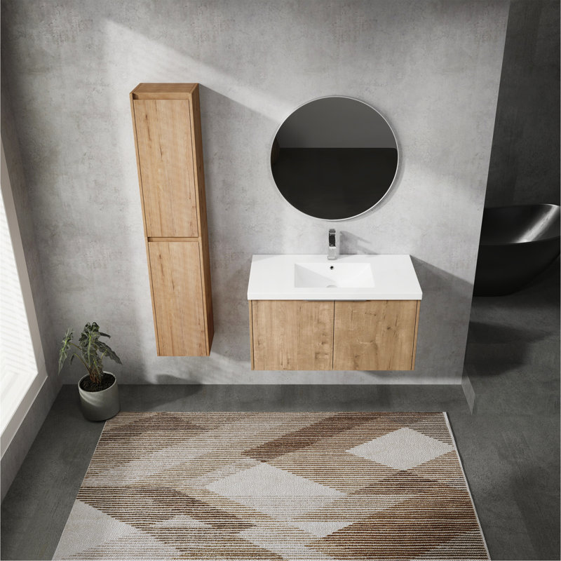 Meuble-lavabo mural 36 po avec lavabo et armoire latérale 36 po
