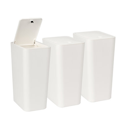 Plastic 2.6 Gallon Touch Top Trash Can (Set of 3)
