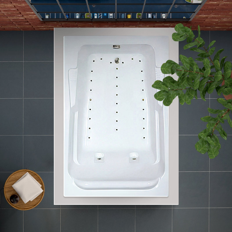 72" L x 48" W Air Acrylic Bathtub with Reversible Drain in White