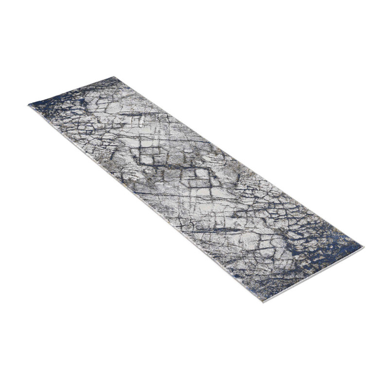 Tapis de couloir doré et bleu 2 pi x 7 pi 952, Tapis de couloir de 2 pi x 7 pi
