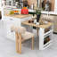 Élégant îlot de cuisine multifonctionnel avec table de salle à manger extensible, rangement double et prises de courant-635284788