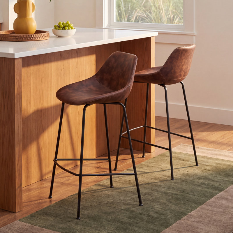 Garner Counter & Bar Stool, Vintage Brown Faux Leather, Bar Stool (29” Seat Height)