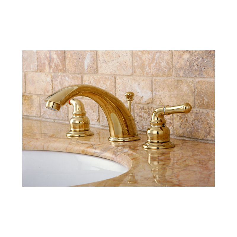 Magellan Widespread Bathroom Faucet with Drain Assembly, Polished Brass