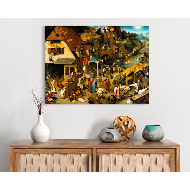 Flemish Proverbs by Pieter Bruegel The Elder - Painting, 70cm H x 100cm W, Wrapped Canvas