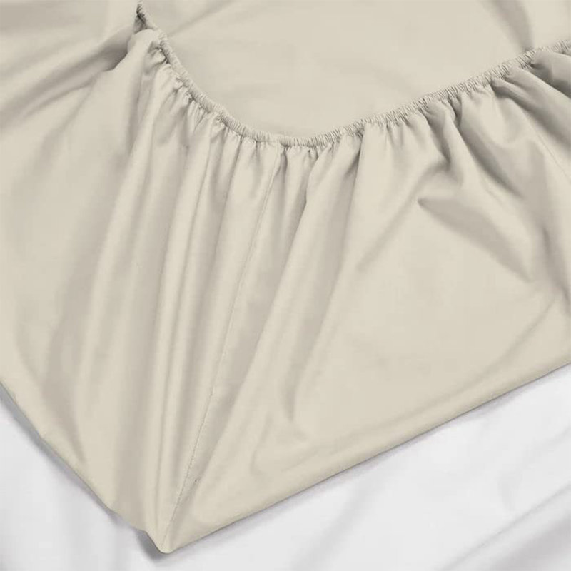 Aurelian 100% Cotton Percale Fitted Sheet, Cream, Super King