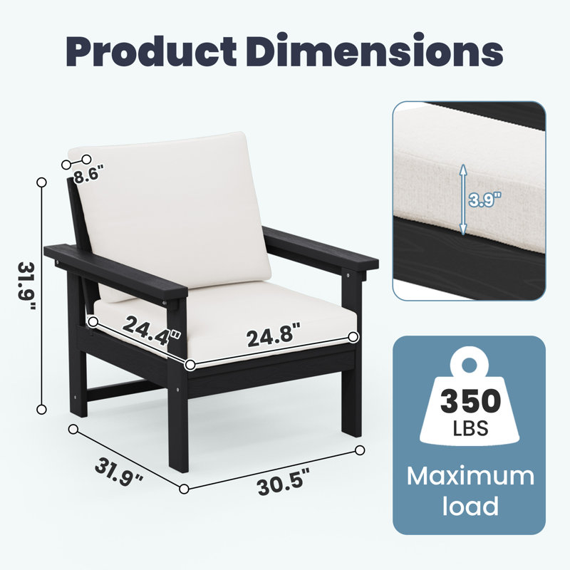 HDPE 2-Person Conversation Set, Black, White