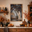 " Woman In White Robe With Glowing Butterflies Halloween " Painting Print-887348602