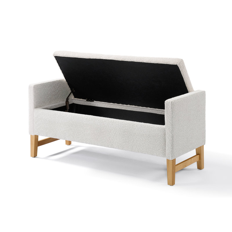 Banc de chambre rembourré avec tissu bouclé