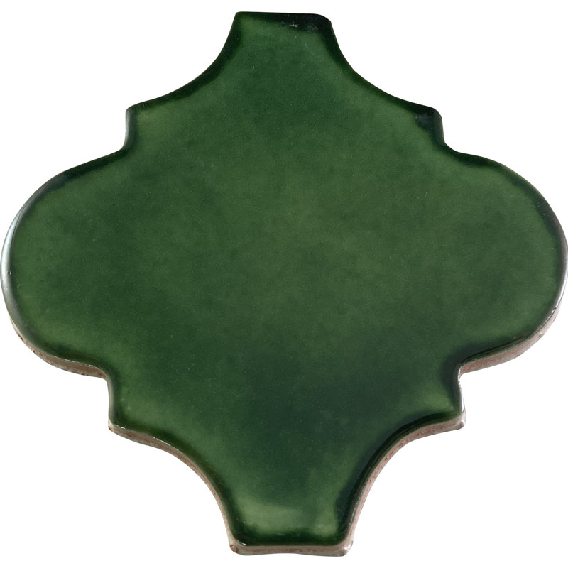 4" x 4" 9pcs TalaMex Lantern Mexican Arabesque Clay Tile Handmade Talavera Backsplash, Green