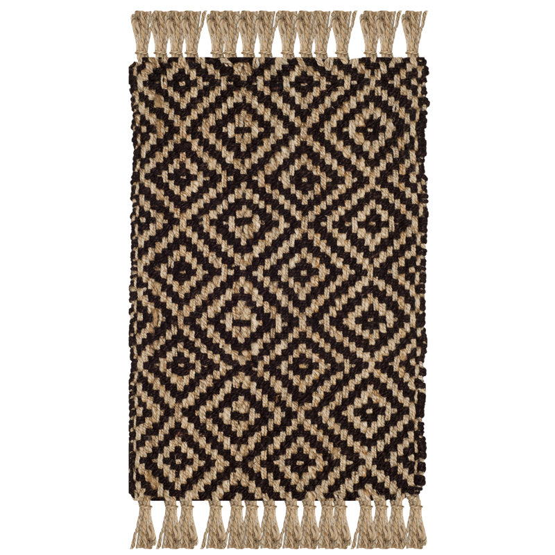 Derry Natural Fiber Hand Woven Jute Geometric Rug, Rectangle 4' x 6'
