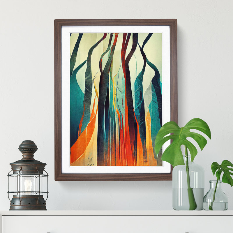XV1022-4703X Torn Abstract Forest No.3 - Print, White, Walnut Framed Paper, 66cm H x 48cm W