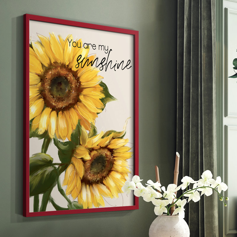 «You Are My Sunshine», reproduction encadrée - bois massif, Rouge, H 20 po x l 16 po
