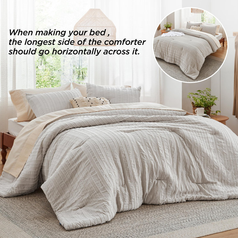 Bedsure Boho Tufted Comforter Set, Linen, King Comforter + 2 King Pillowcases