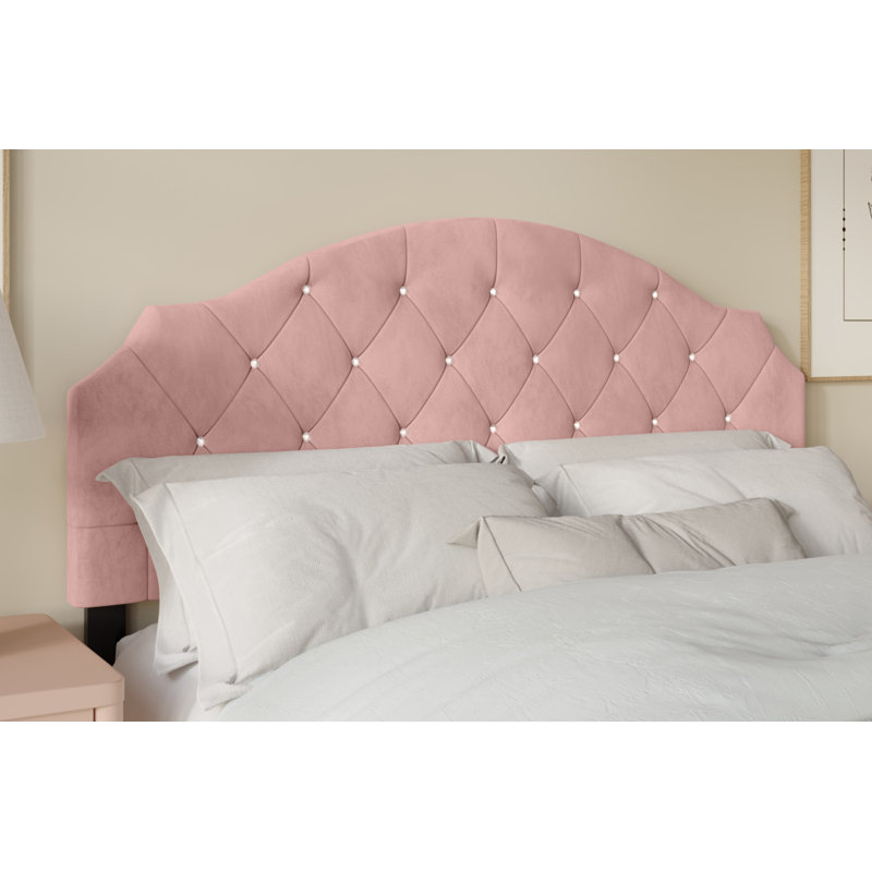 Tête de lit tapissier en velours Ameer, Rose, Simple