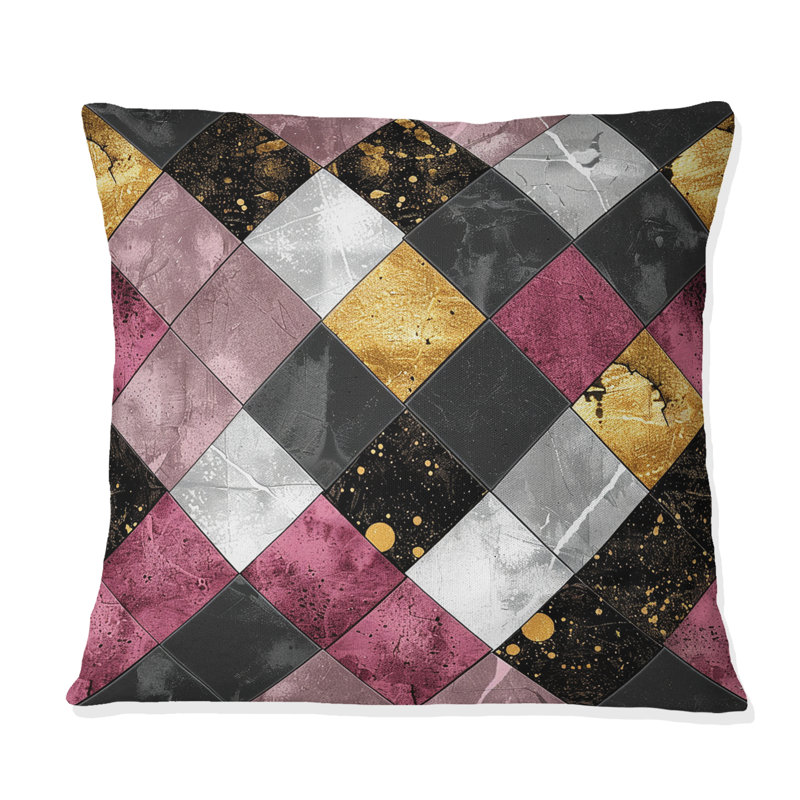 Glam Squares - Glam Throw Pillow, 16"H x16"H