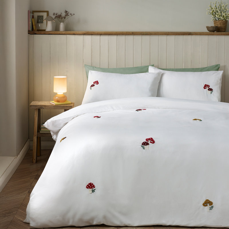Catherine Lansfield Woodland Crochet Embroidered Duvet Cover Set - Textured Nature‑Inspired Bedding