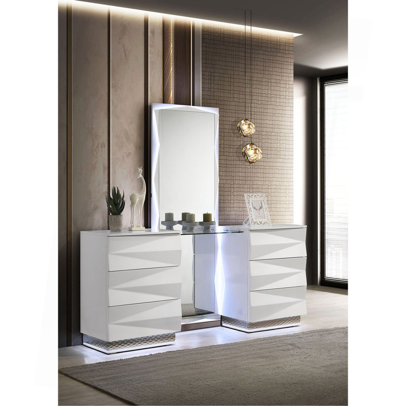 Ensemble de meuble-lavabo blanc avec tiroir et miroir