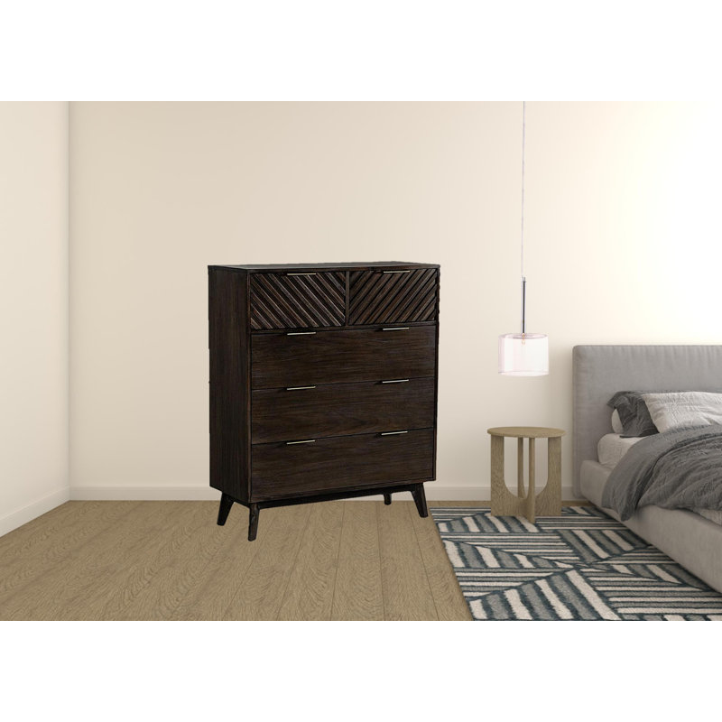 Commode en bois massif à 5 tiroirs Huddleson