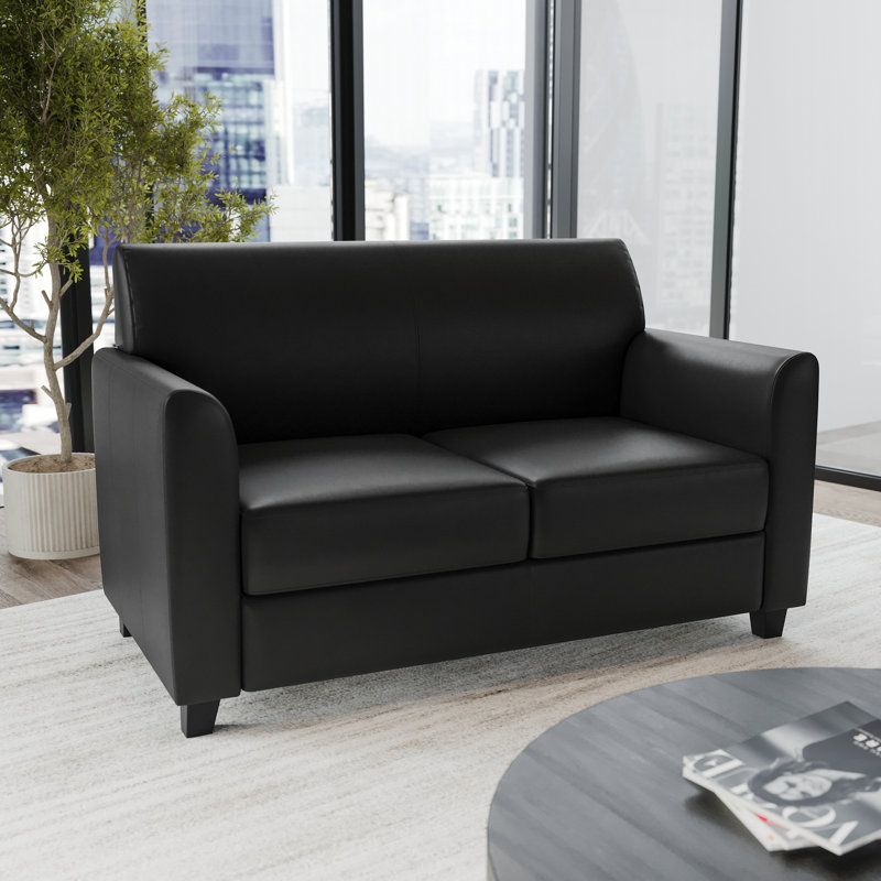 Causeuse Hercules LeatherSoft avec structure aux coutures épurées, Noir, Noir