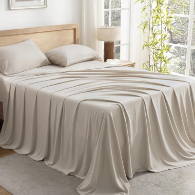 Ensemble de draps pour lit très grand Andency Avat, 100% viscose dérivée de bambou, draps très froids, poches profondes jusqu'à 16 po, draps soyeux et doux, draps et taies d'oreiller de luxe Hotel