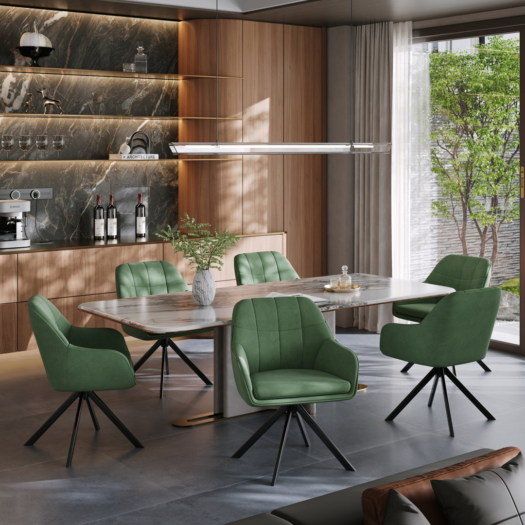 Modern Fabric Swivel Upholstered Dining Chair With Arm